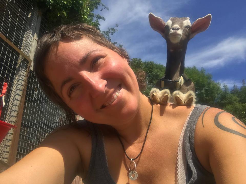 Courtney Tyler and goat